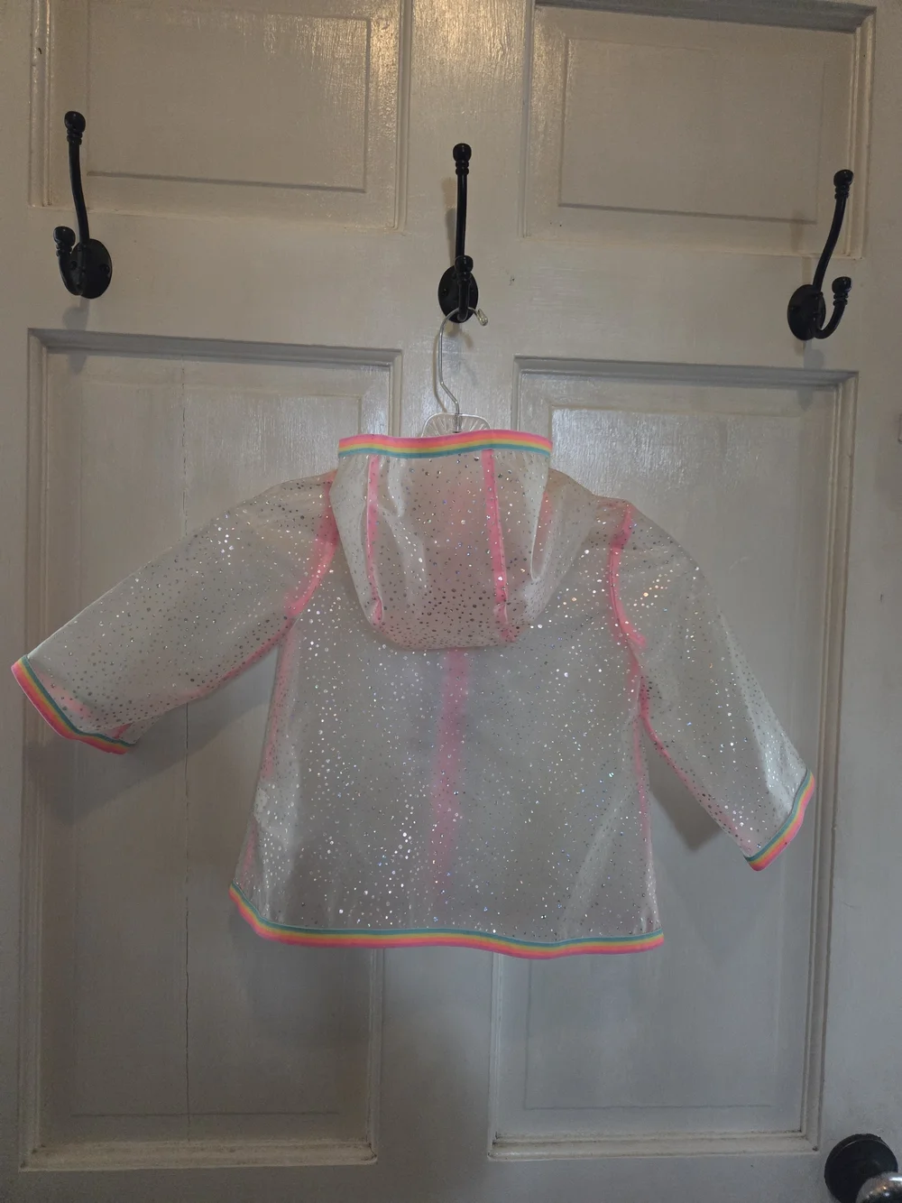 GAP Baby Clear Raincoat with Pink Trim and Silver Sparkle